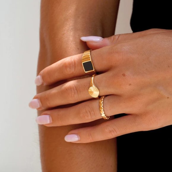 Ring Gold Dainty Ring Beaded Ring WATERPROOF Ring Perfect Stacking Ring PRETTY - Picture 7 of 14